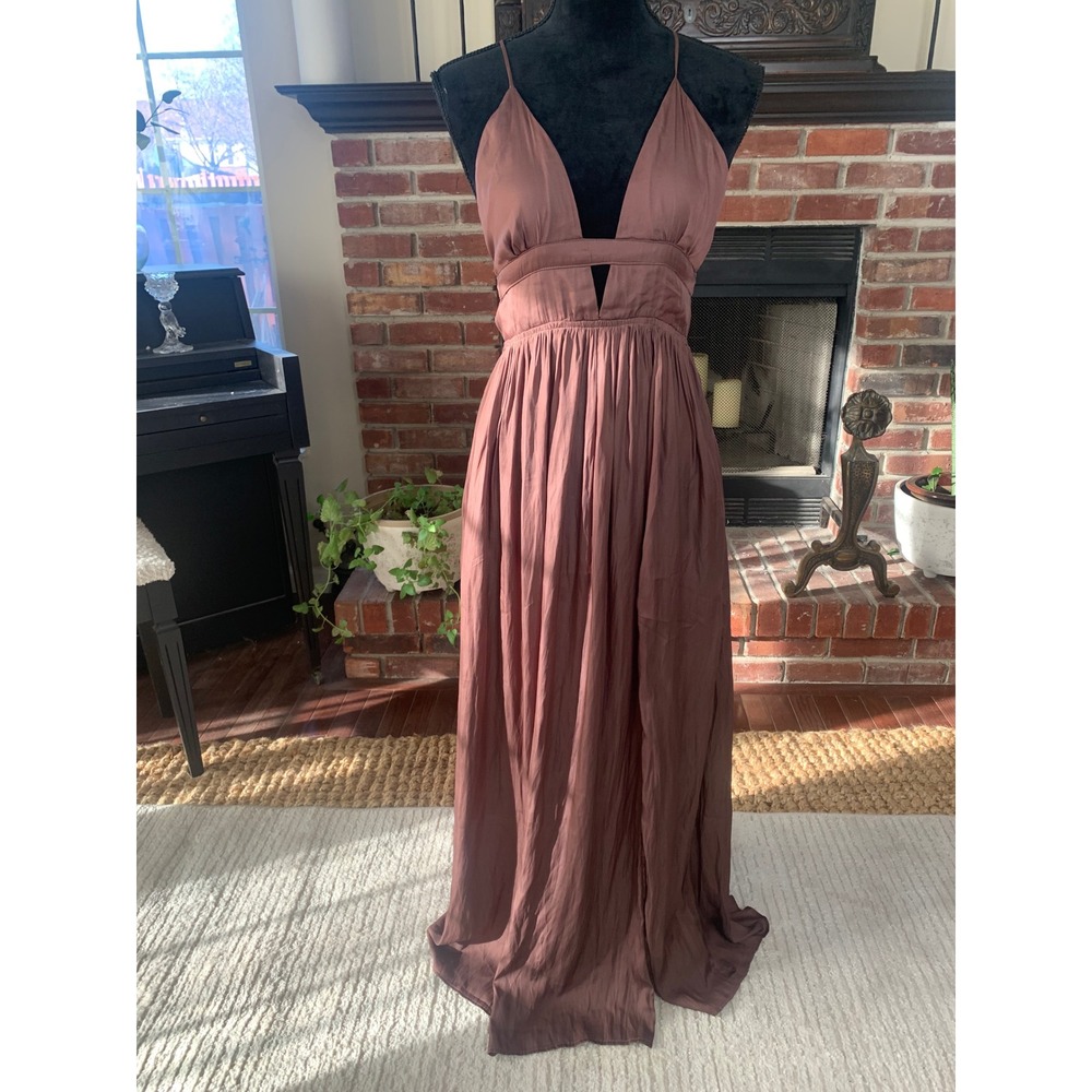 MOD On Trend Espresso Brown Keyhole Summer Sundress  Open Back Slit Maxi/Midi M